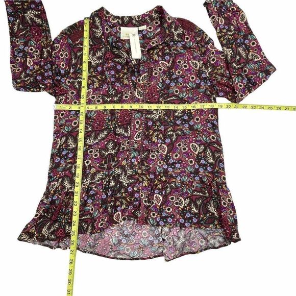 Maeve By Anthropologie Janie Flounced Peasant Blouse Purple Motif NEW - Picture 8 of 10